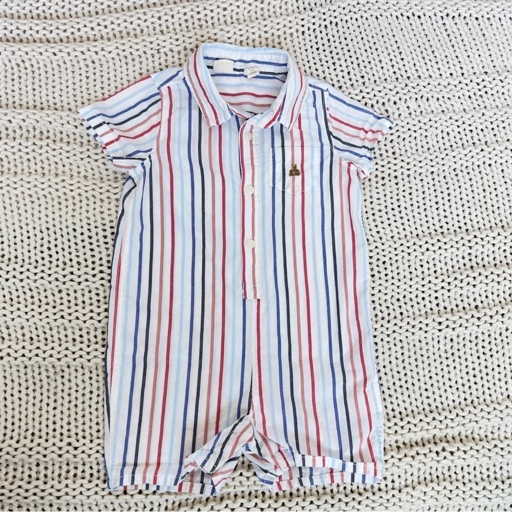 Baby Gap Striped Romper with Logo 18-24 Months